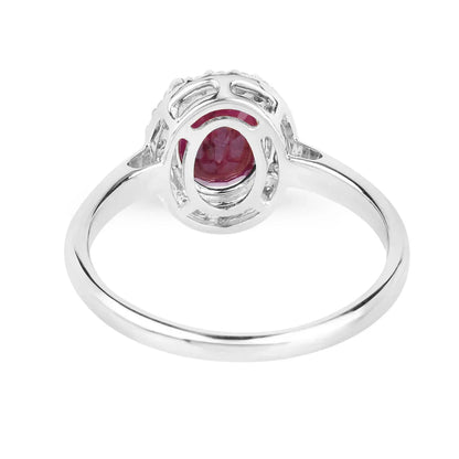 1.41 Ct Oval Pink Ruby Diamond Prong 10K Gold Halo Ring