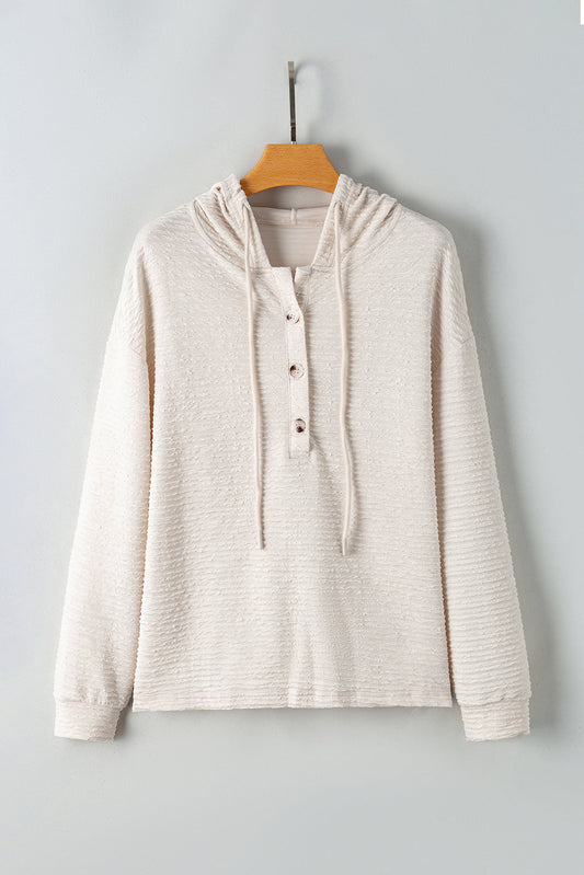 Threaded Pear Madison Textured Drawstring Henley Hoodie