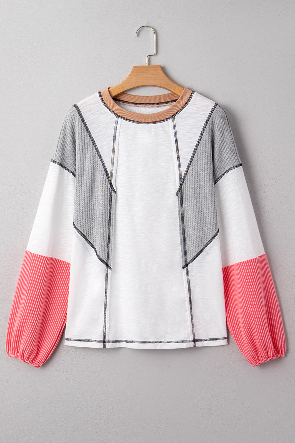 Threaded Pear Everlee Knit Patchwork Casual Top
