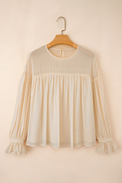 Threaded Pear Mayaevi Sleeve Chiffon Blouse Long Sleeve Top