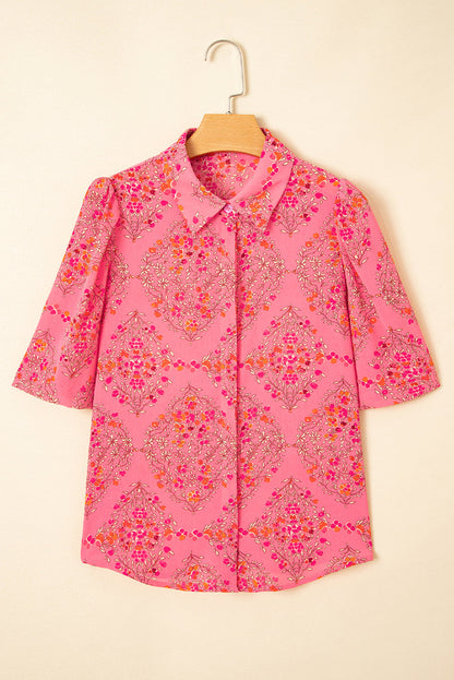 Threaded Pear Josephine Floral Wide Short Sleeve Loose Top