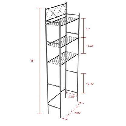 J&V TEXTILES 3-Shelf Metal Bathroom Organizer Over The Toilet, Bathroom Space Saver