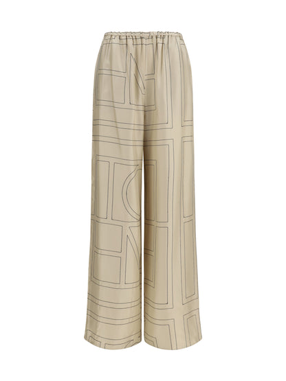 Pants Silk Monogram Ivory