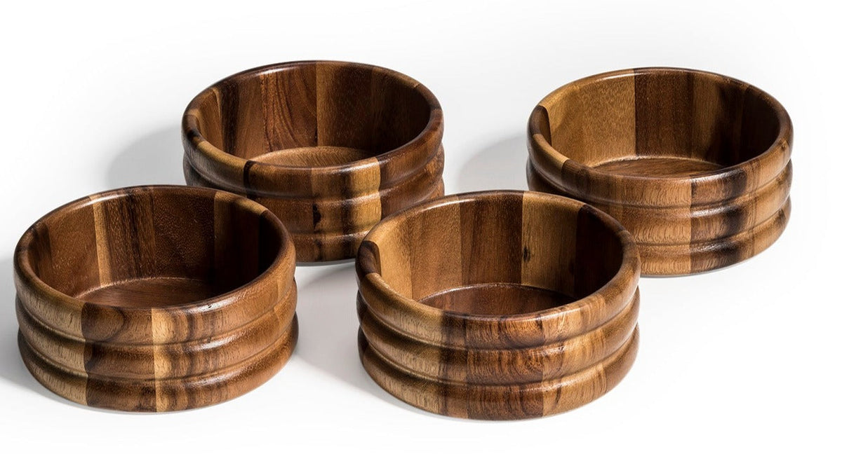 Kalmar Home Acacia Wood Individual Salad Bowl x 4 - 330A4
