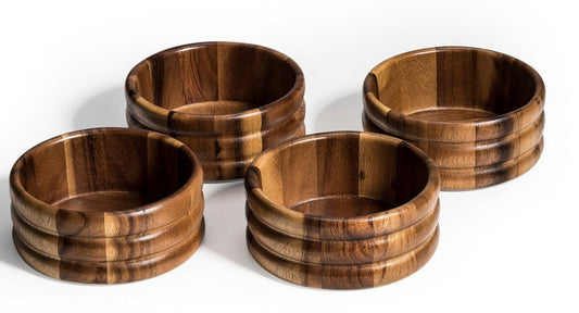 Kalmar Home Acacia Wood Individual Salad Bowl x 4 - 330A4