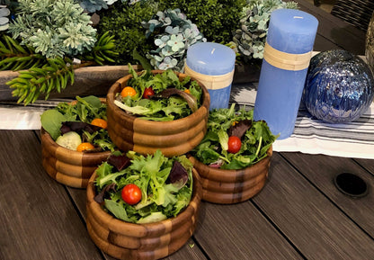 Kalmar Home Acacia Wood Individual Salad Bowl x 4 - 330A4