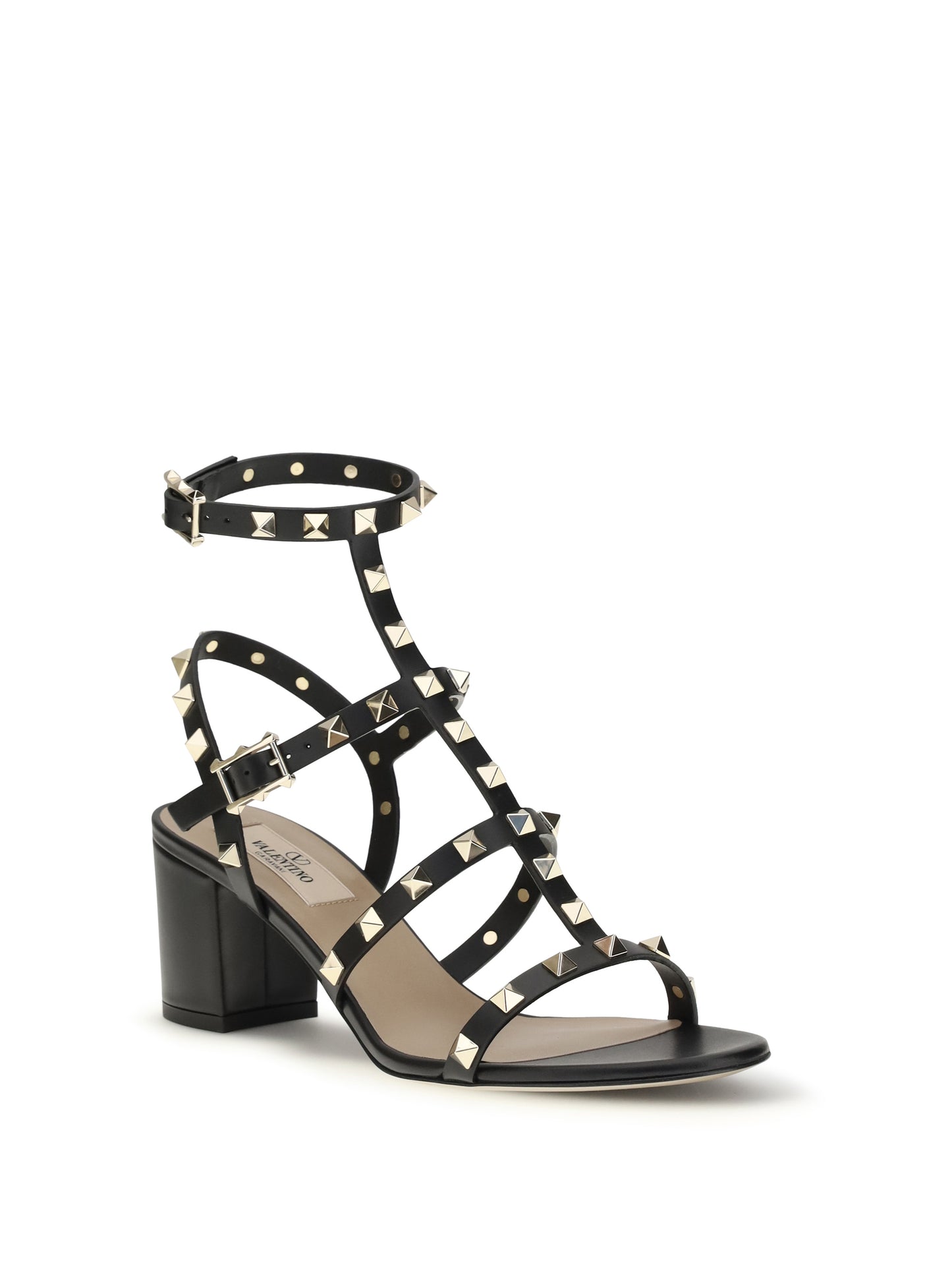 Sandal Rockstud Black Calf Leather