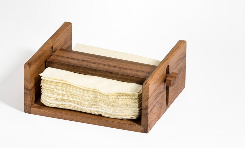 Kalmar Acacia Wood Home Cocktail Napkin Holder