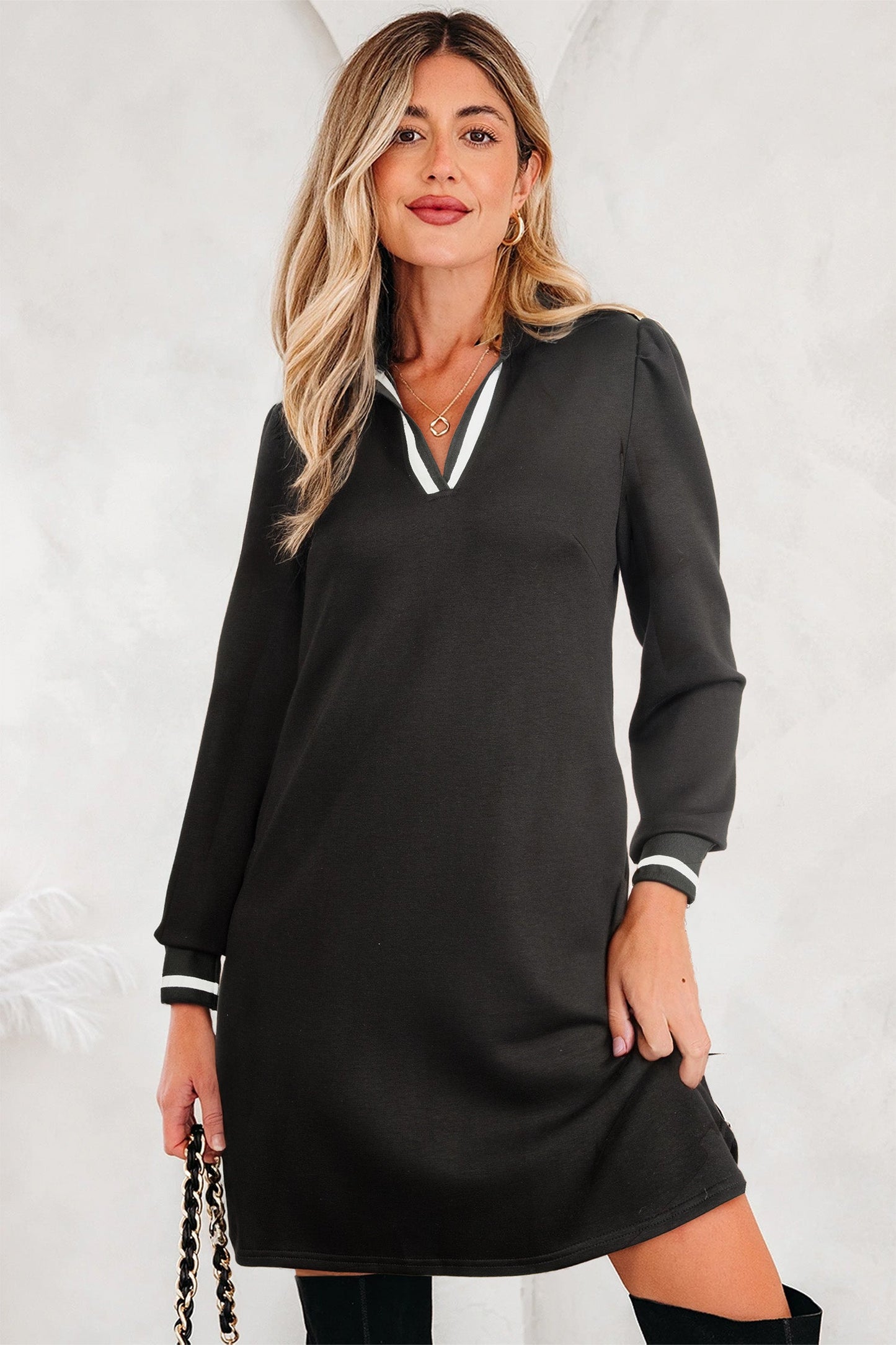 Threaded Pear Edith Sleeve Shift Mini Dress