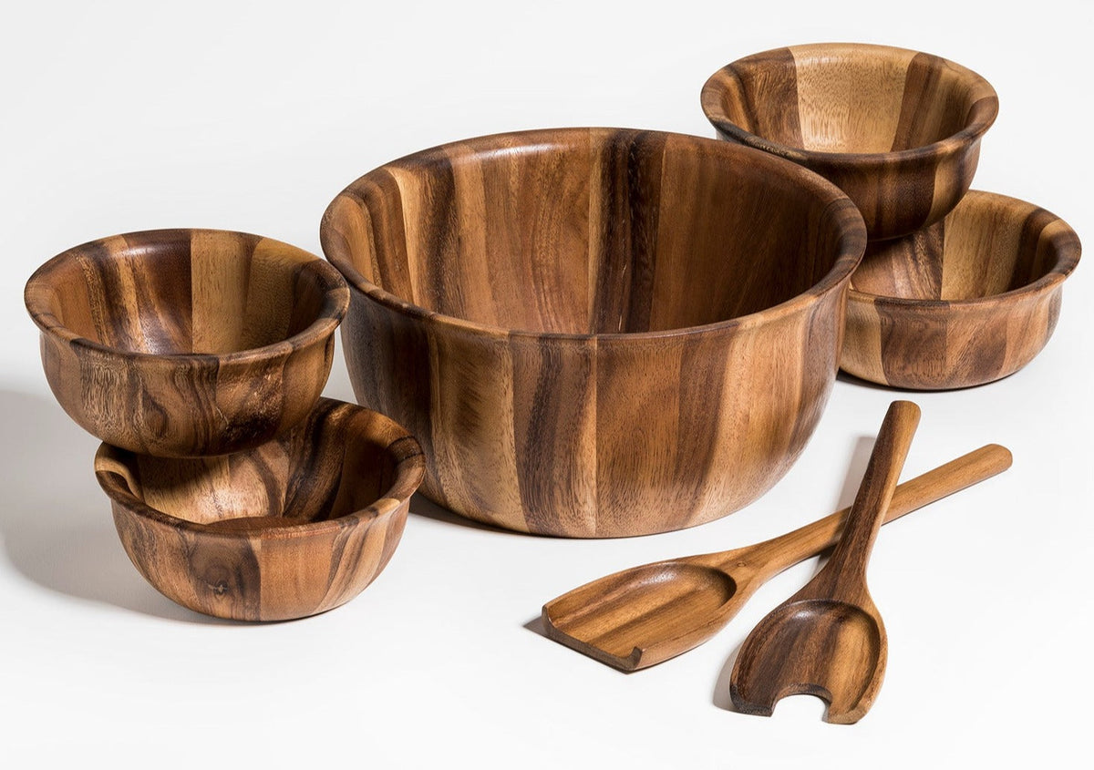 Kalmar Home Large Salad Bowl with Servers and 4 Individuals - 335B7