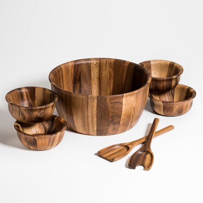 Kalmar Home Extra Large Salad Bowl with Servers and 4 Individuals - 335C7