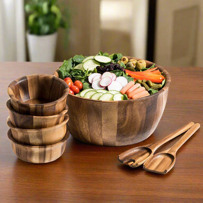 Kalmar Home Extra Large Salad Bowl with Servers and 4 Individuals - 335C7