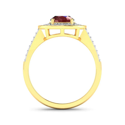 1.84 Ct Oval Cut Pink Ruby and White Diamond Halo Pave Ring