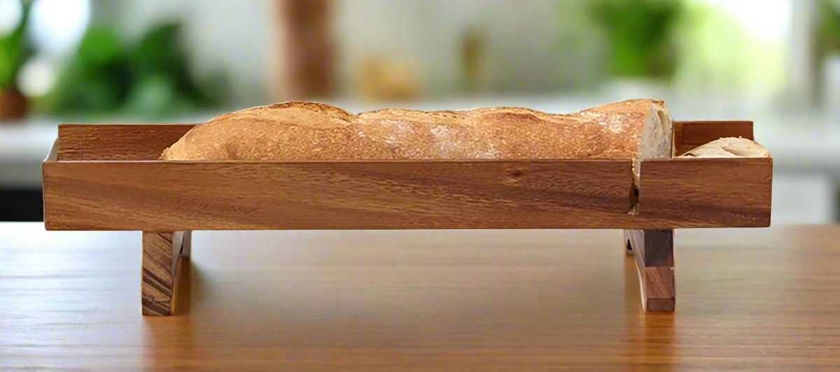 Kalmar Home Acacia Wood French Bread Tray - Raised