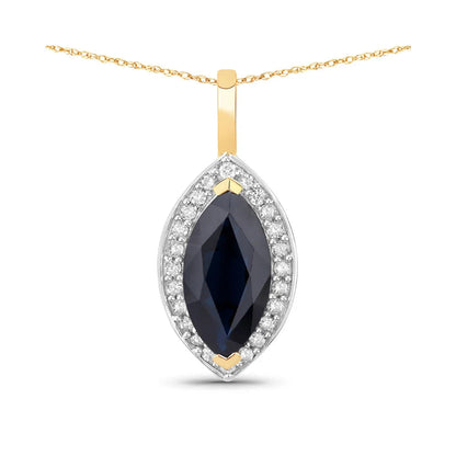 Genuine Blue Sapphire and Diamond Halo Pendant