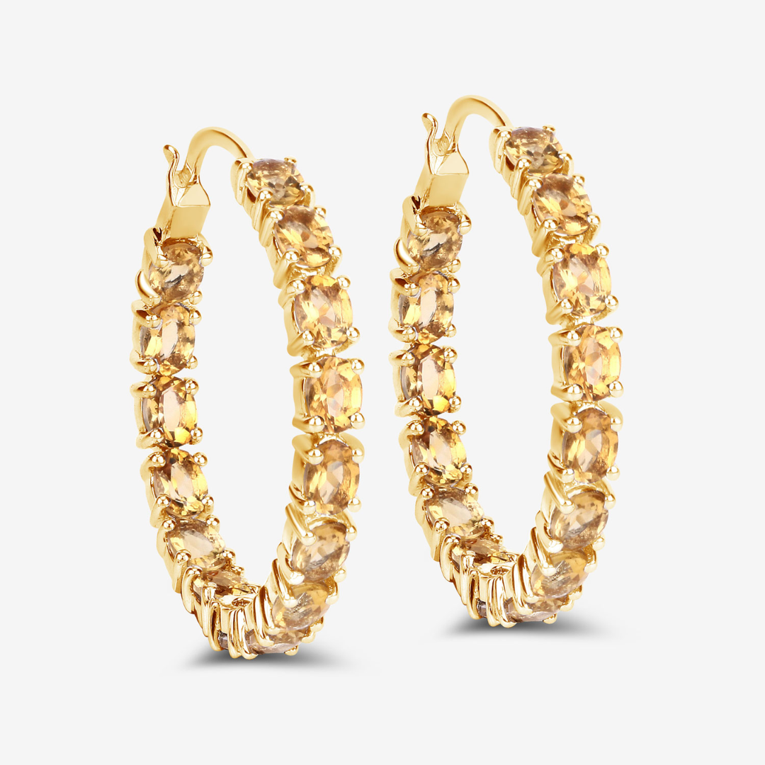 14k Gold Plated Citrine Hoop Earrings