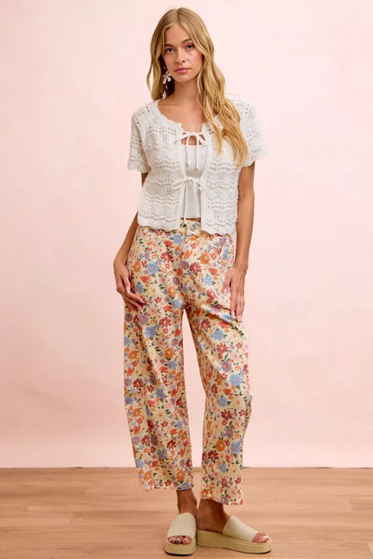 BiBi Washed Floral Printed Twill Barrel Pants