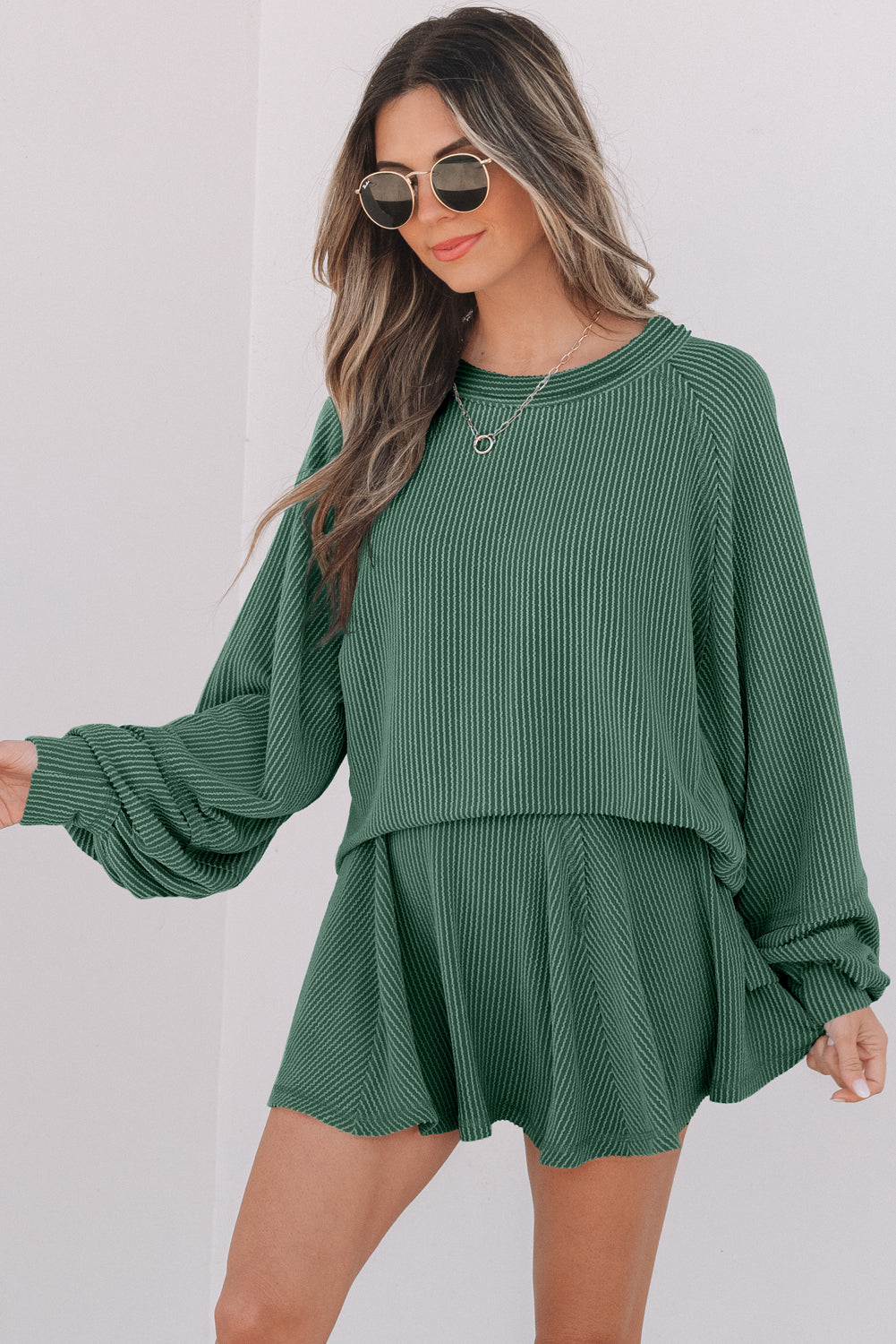 Threaded Pear Scarlett Corded Lantern Sleeve Top