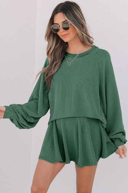 Threaded Pear Scarlett Corded Lantern Sleeve Top