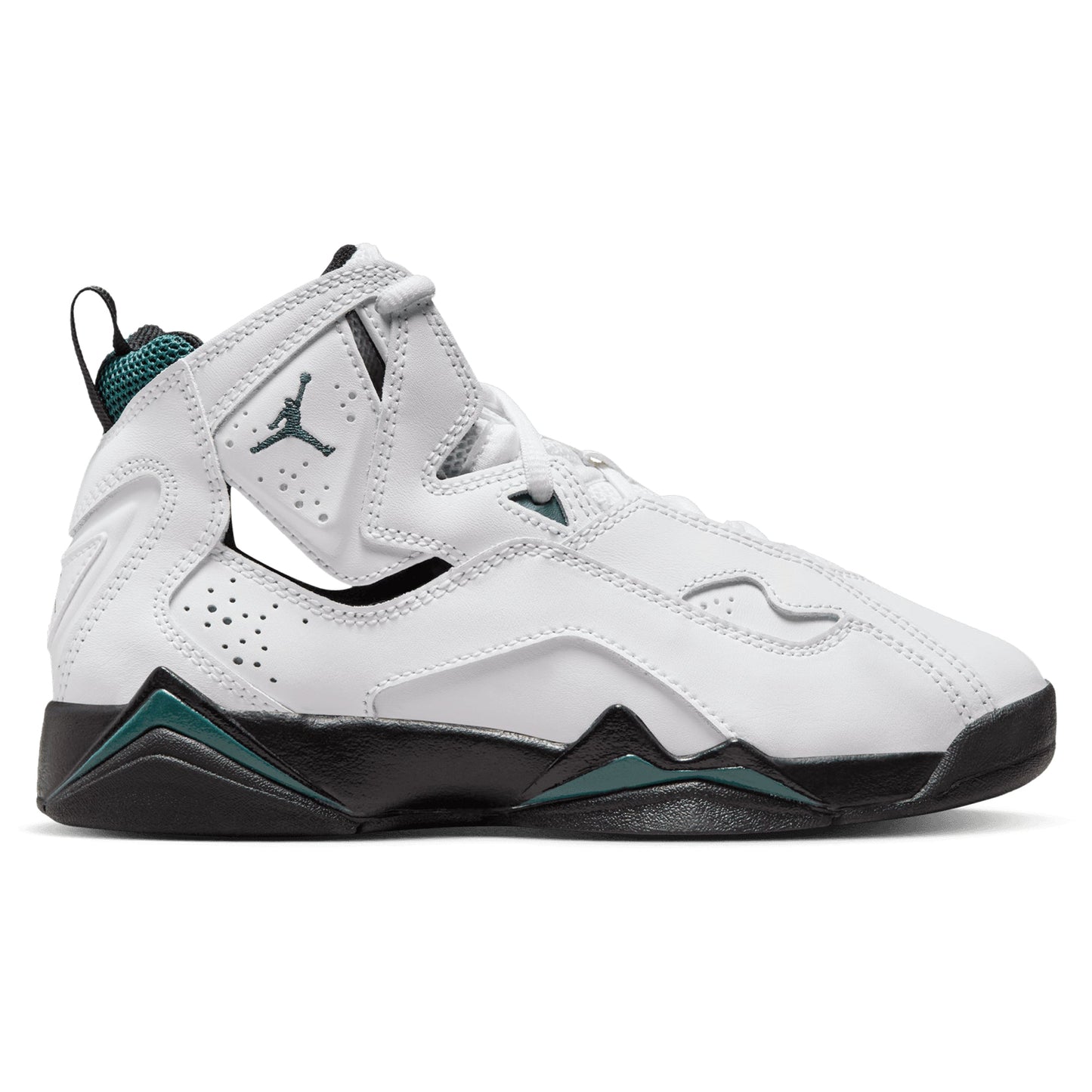 [343795-133] Grade School Air Jordan True Flight 'white Oxidized Green Black'