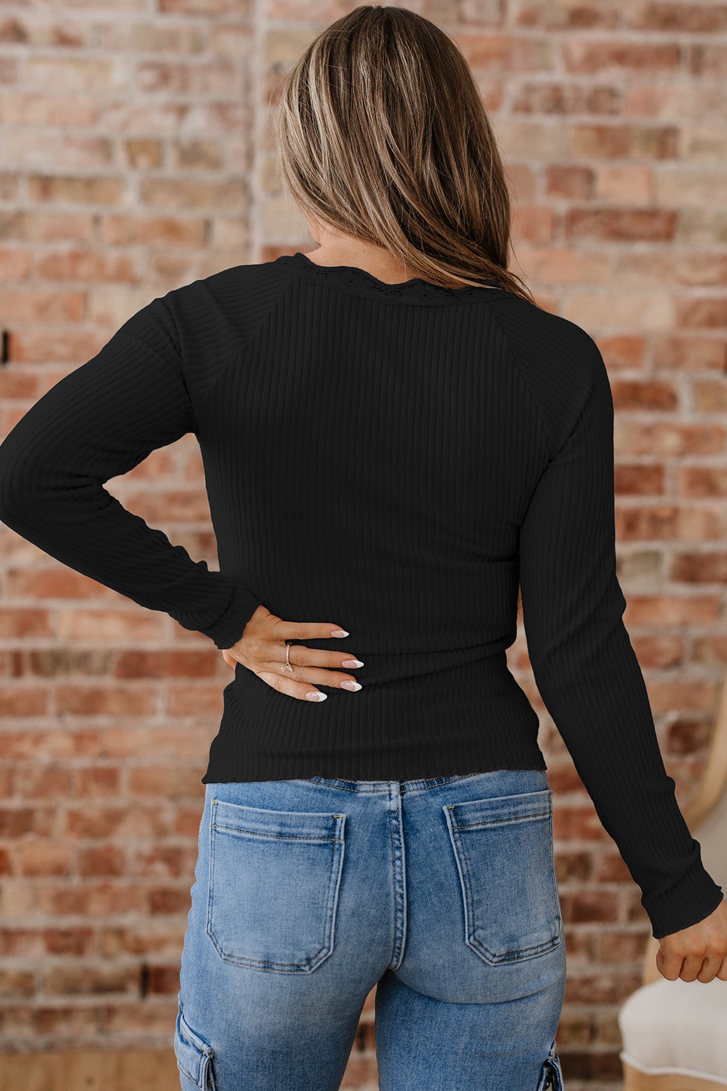 Threaded Pear Waverly Sleeve Ribbed top Long Sleeve Top