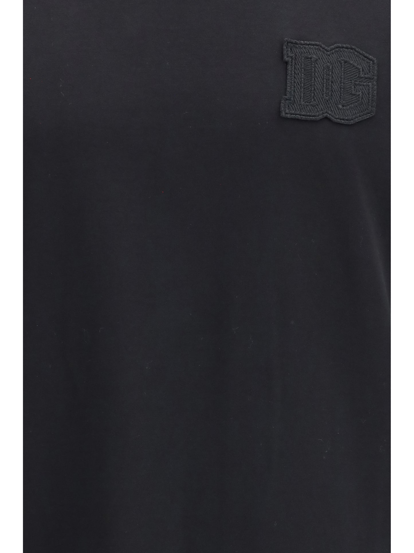 T-Shirt With Patch Black Cotton