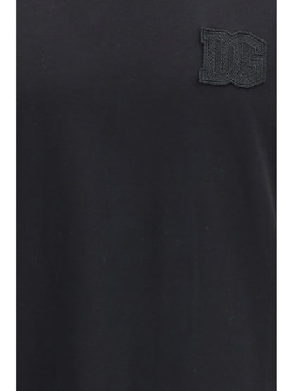 T-Shirt With Patch Black Cotton