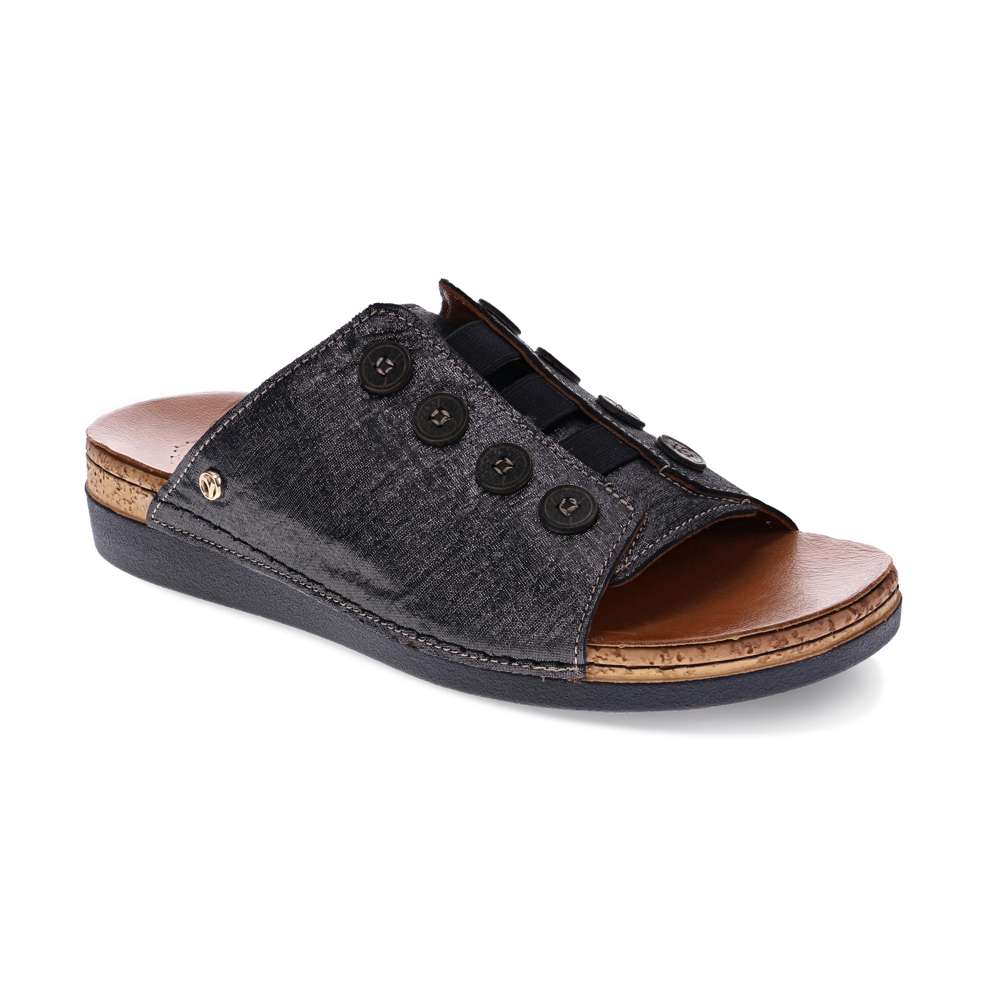 Antalya Slide - Black Linen