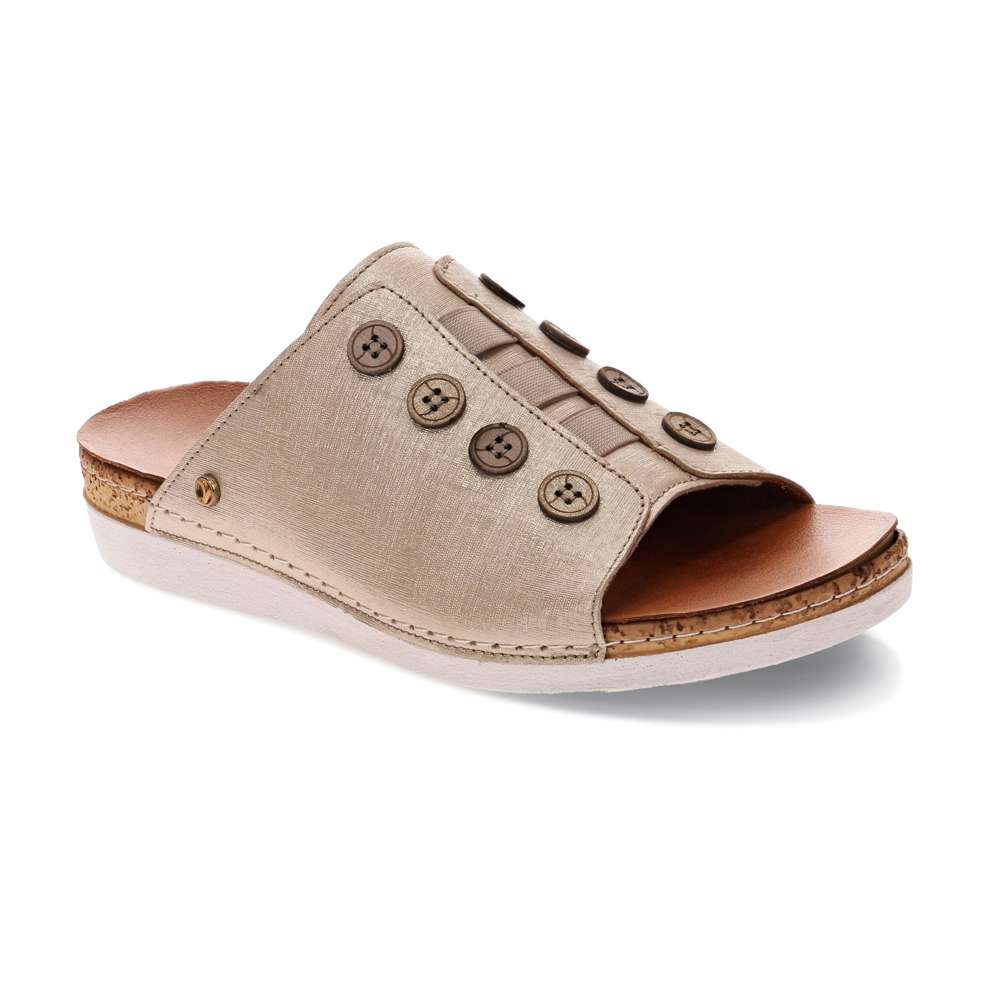 Antalya Slide - Gold Linen