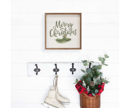 Kendrick Home Merry Christmas Green White
