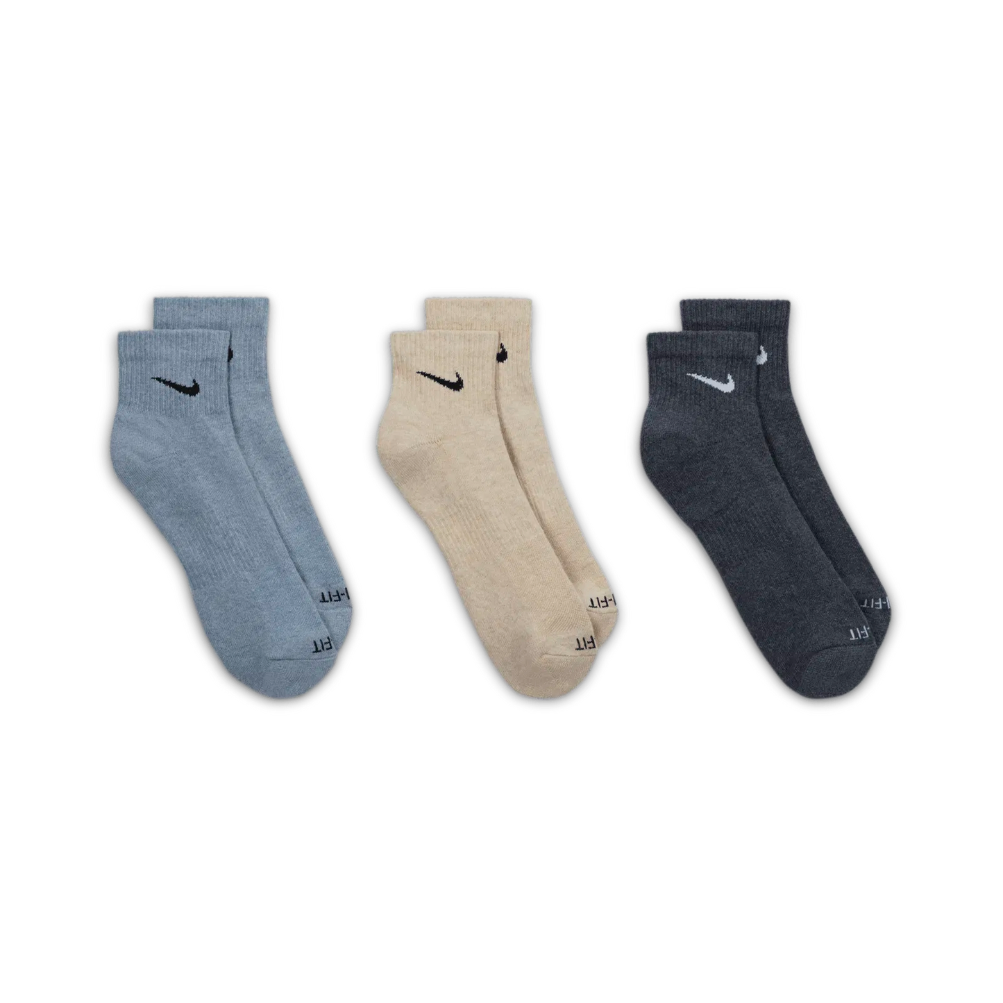 Nike Men's 3 Pack Dri-Fit Plus Quarter Socks - SX6890-901