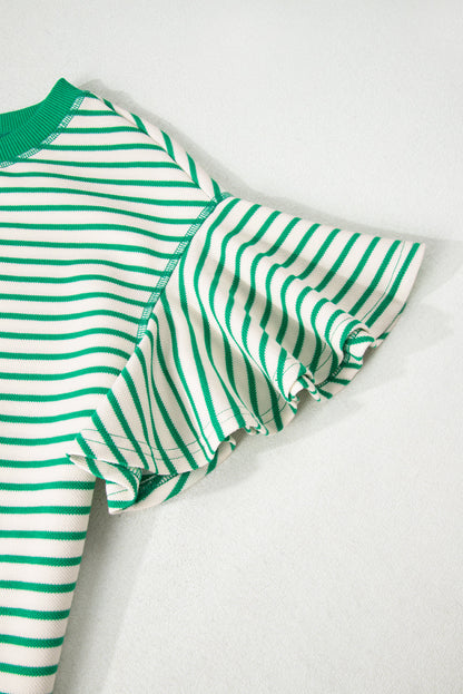 Threaded Pear Sol Ruffle Short Sleeve Top