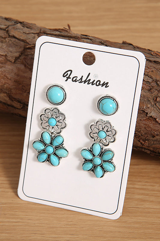 Threaded Pear 3 Piece Set Western Stud Earrings