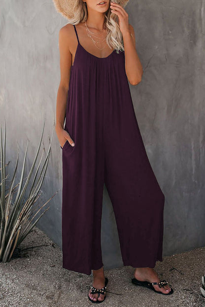 Women’s Pleated Chest Cross-Strap Jumpsuit