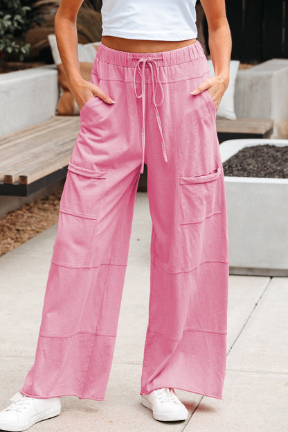 Threaded Pear Brittany Mineral Wash Exposed Seam Drawstring Cargo Pants