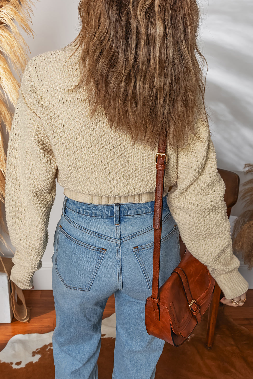Threaded Pear Sofia Front Cropped Cardigan Sweater