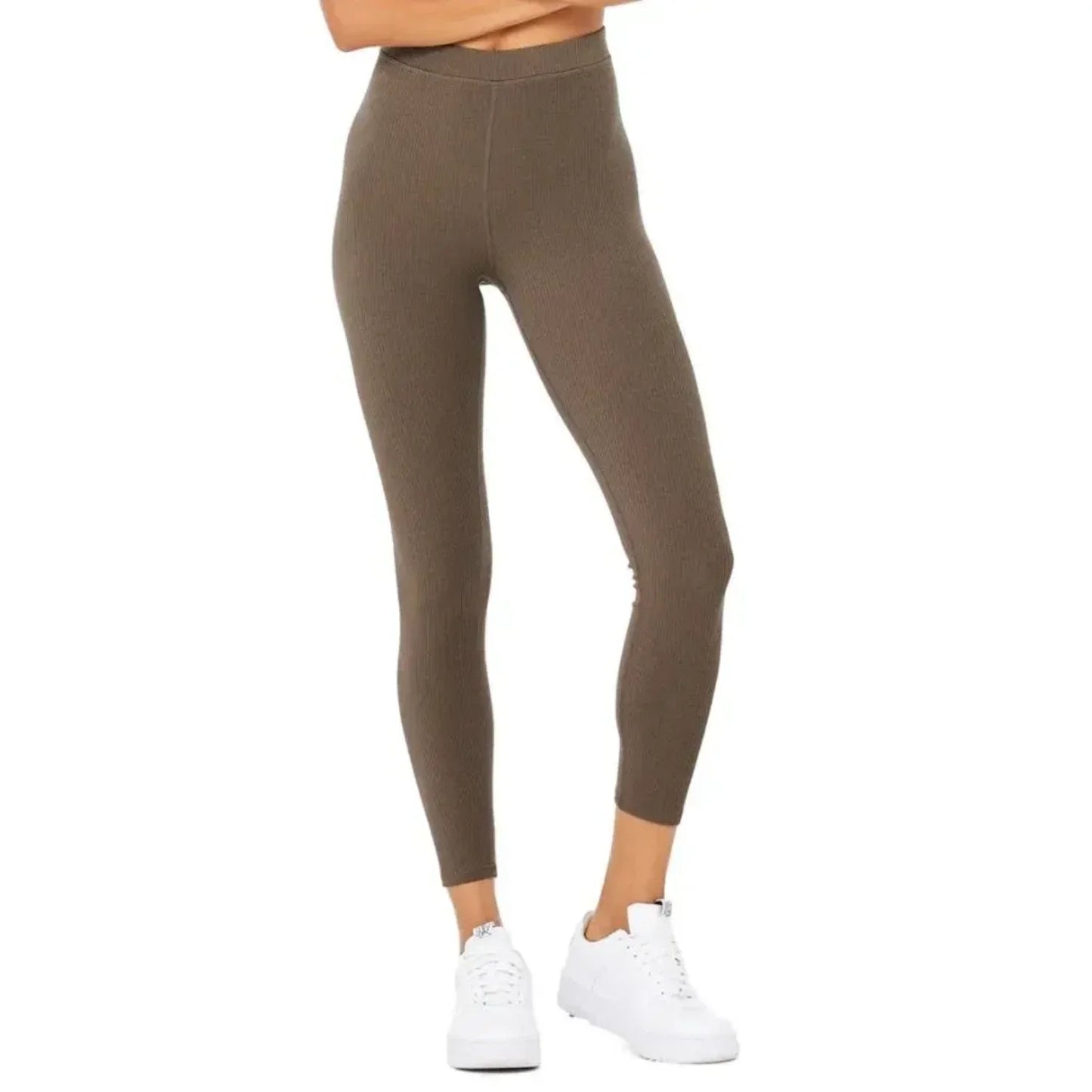 Alo Yoga Ribbed High Waist 7 8 Blissful Stretch Women's Leggings — Hot Cocoa