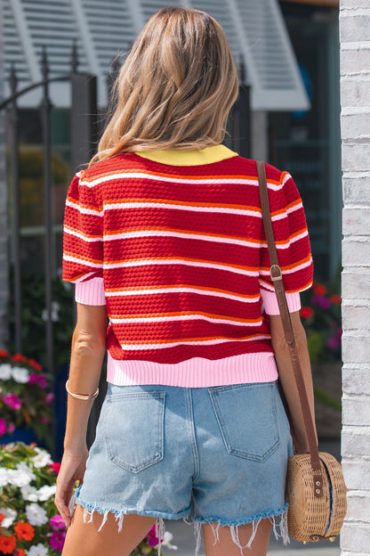 Threaded Pear Lennox Trim Half Sleeve Sweater