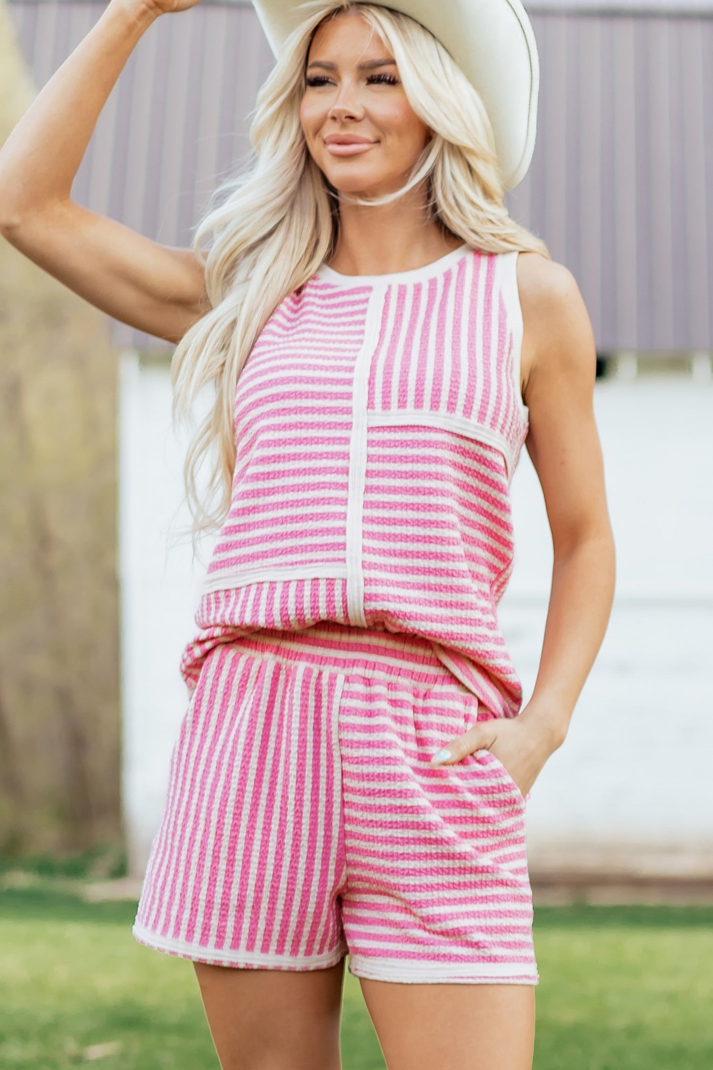 Threaded Pear Nala Contrast Trim Casual Tank Set