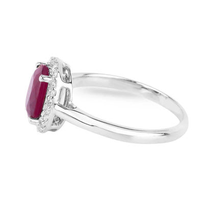 1.41 Ct Oval Pink Ruby Diamond Prong 10K Gold Halo Ring