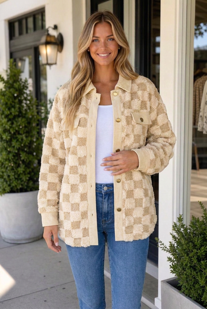 Threaded Pear Camryn Sleeve Shift Silhouette Shacket
