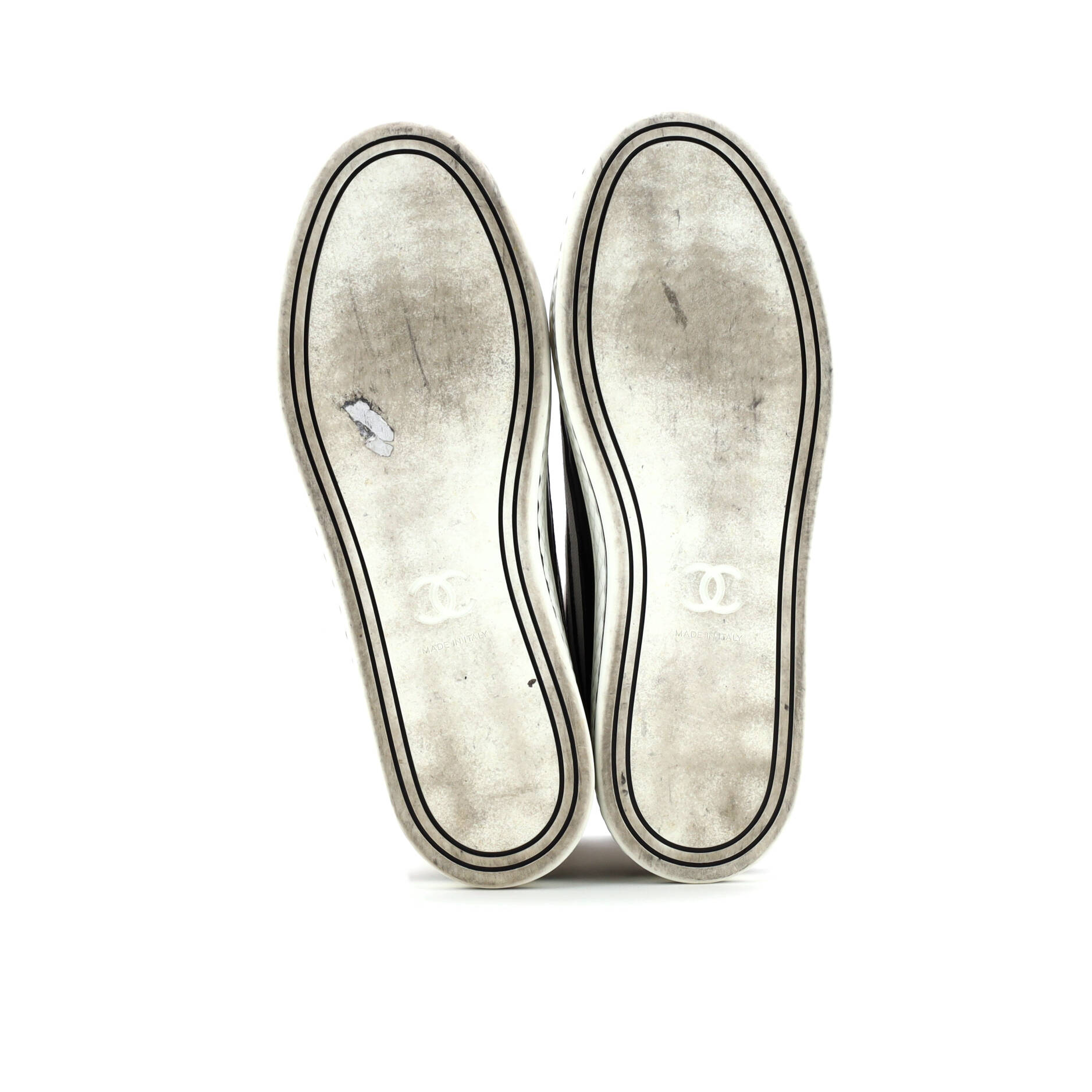 Pre-Loved Chanel Women's CC Cap Toe High-Top Sneakers Canvas and