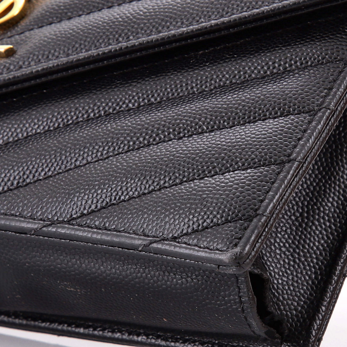 Classic Monogram Wallet on Chain Matelasse Chevron Leather Small