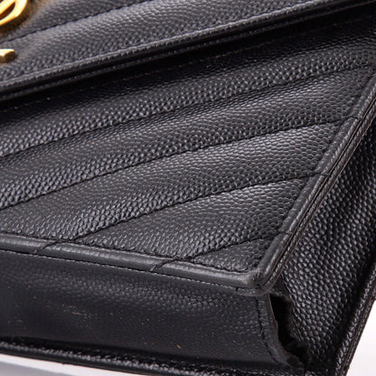 Classic Monogram Wallet on Chain Matelasse Chevron Leather Small