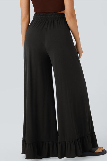 Freya Ruffled Wide Leg Pants with Pockets - Threaded Pear