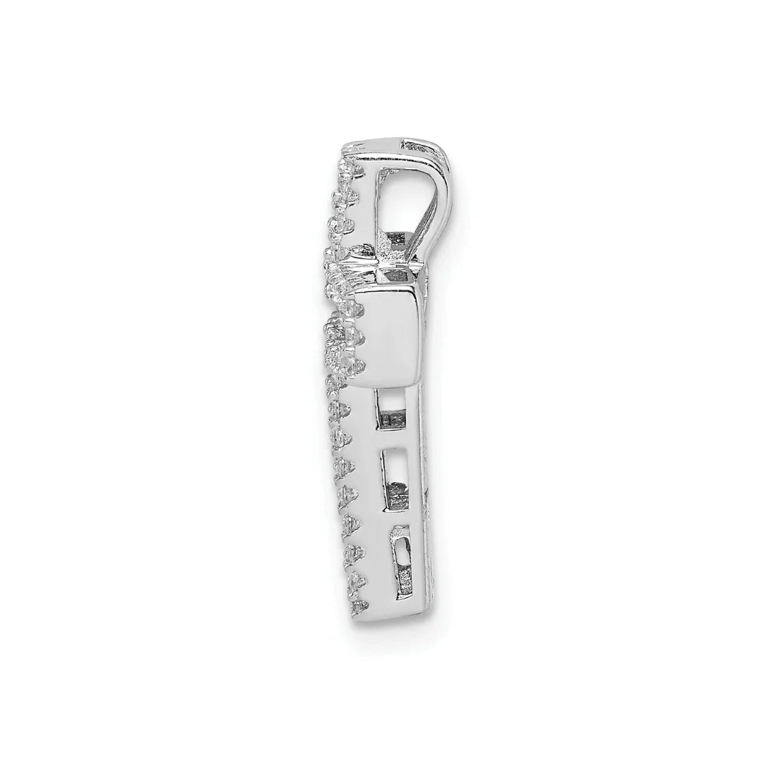 Pink and White CZ Cross Chain Slide Cross Pendant