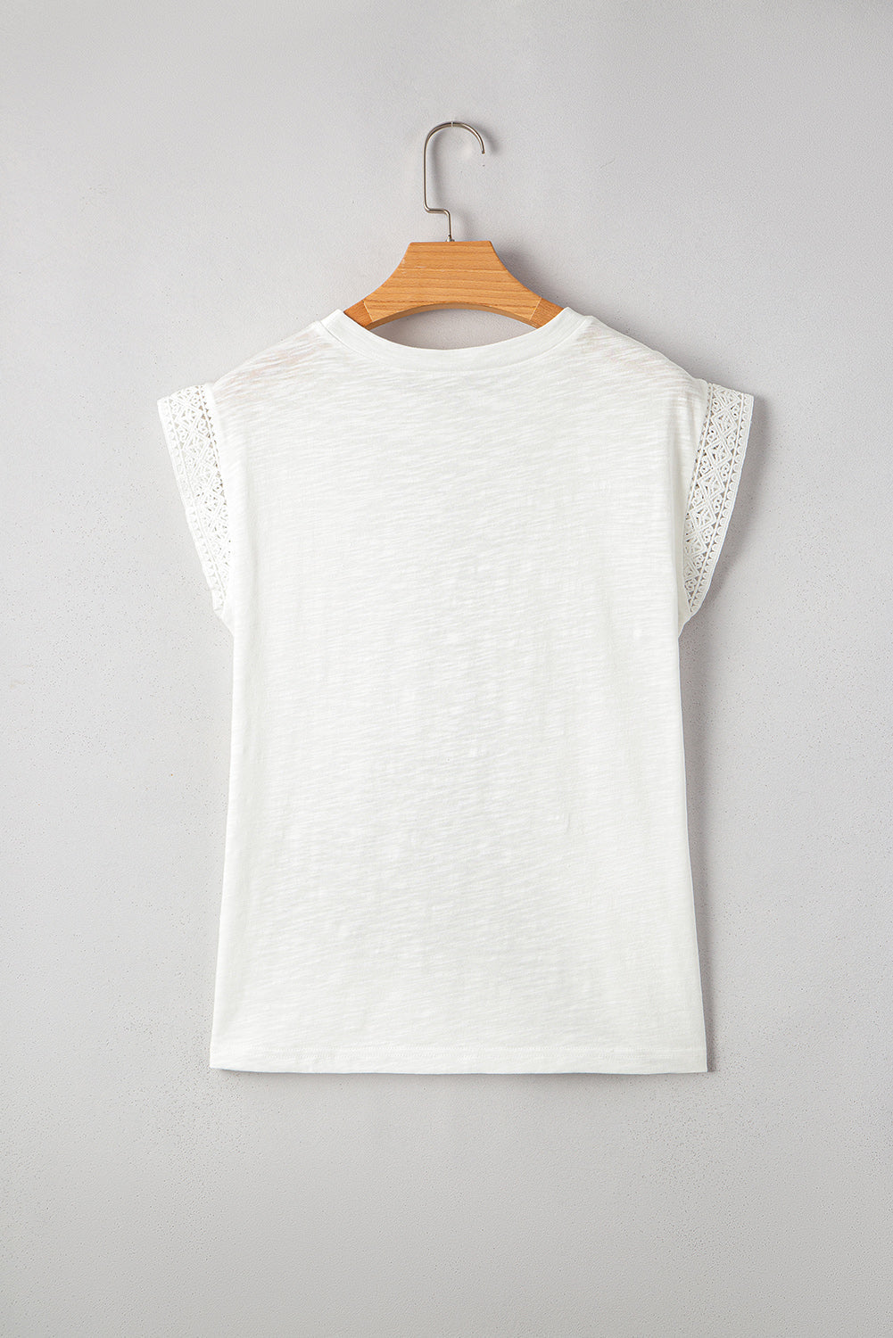 Threaded Pear Ivy Lace Patchwork Cap Sleeve Round Neck Top