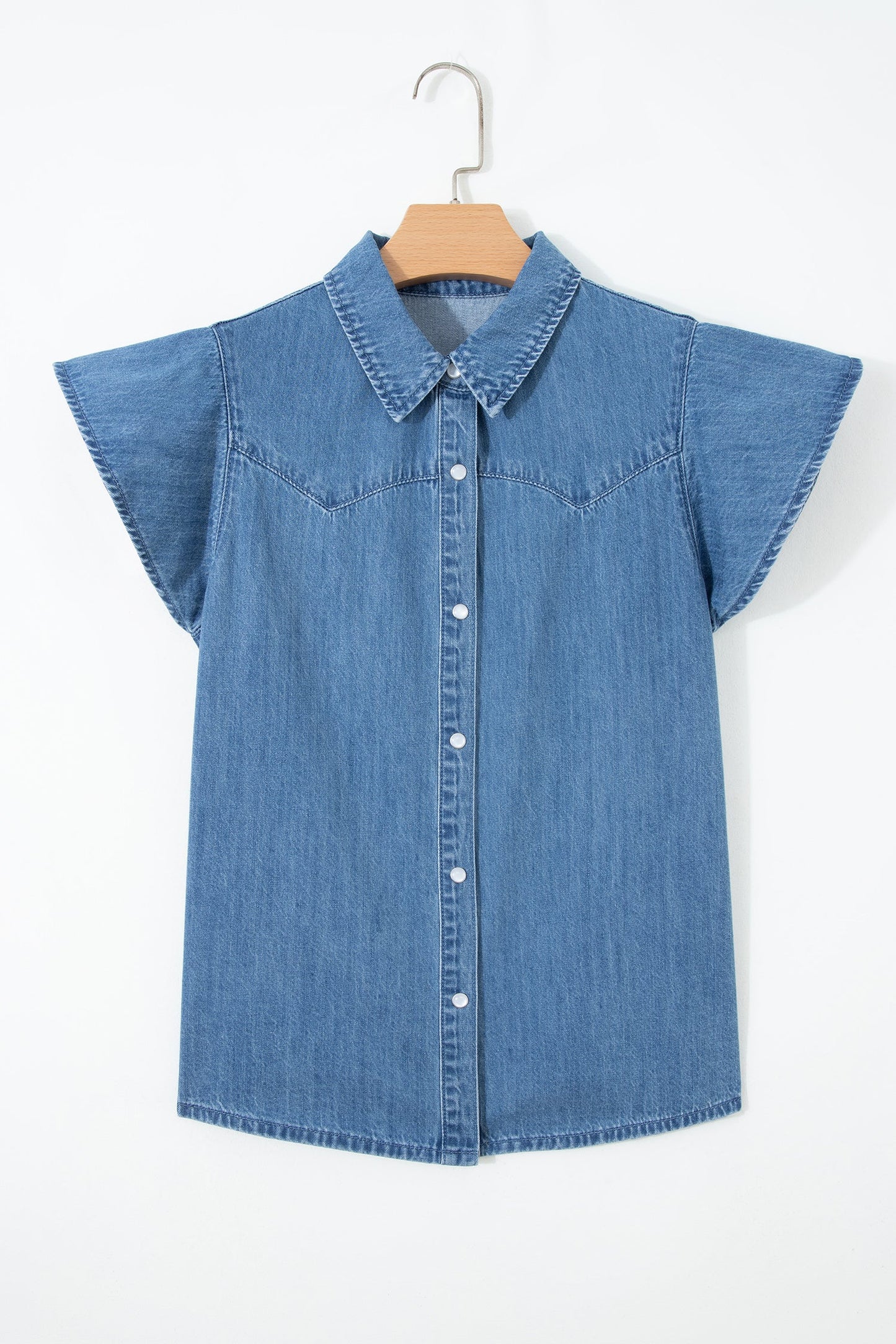 Threaded Pear Keyla Ruffled Short Sleeve Shirt