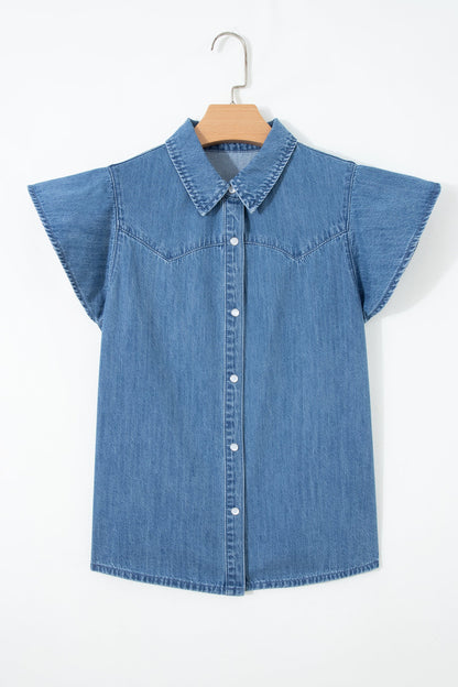 Threaded Pear Keyla Ruffled Short Sleeve Shirt