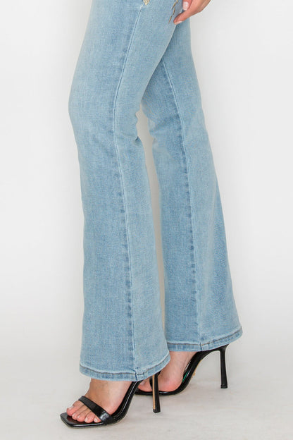 High Rise Embroidered Modern Bootcut Jeans